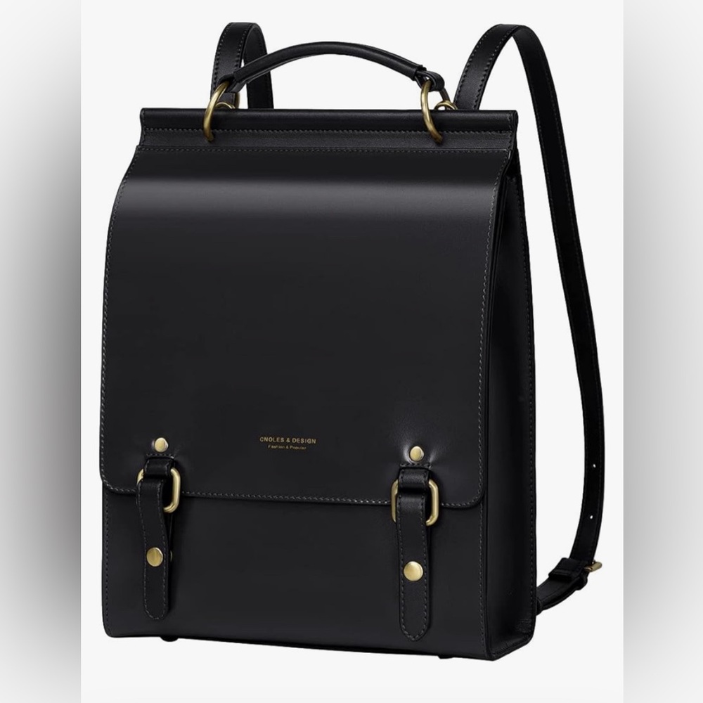 Elegant Black Leather Backpack